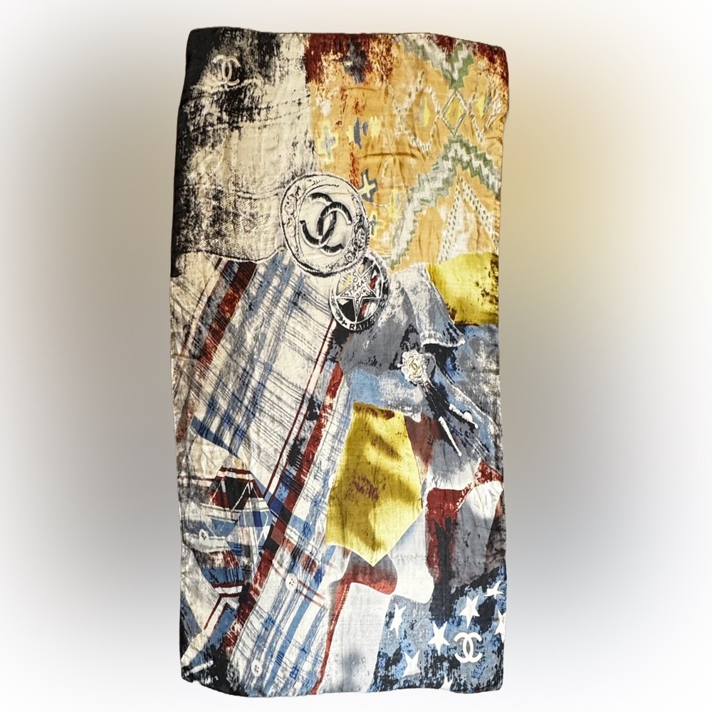 Chanel Oversized Rectangle Texas Star Silk Scarf